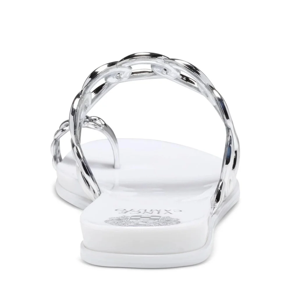 New Vince Camuto Women Emagenta Chain Toe Loop Jelly Sandal 9 M - White Silver - Picture 4 of 15